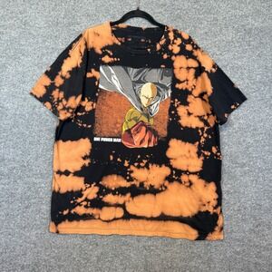 One Punch Man TShirt Mens 2XL XXL Orange Black Reverse Tie Dye Anime Saitama